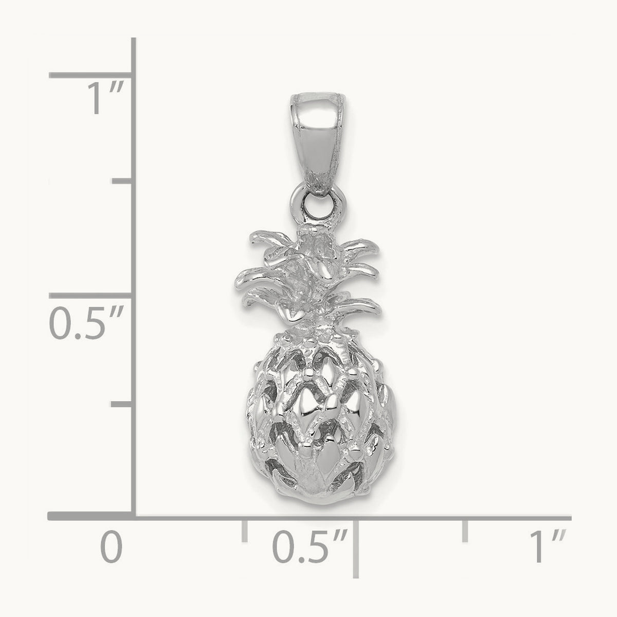 3D Cut-out Pineapple Pendant — 14K White Gold