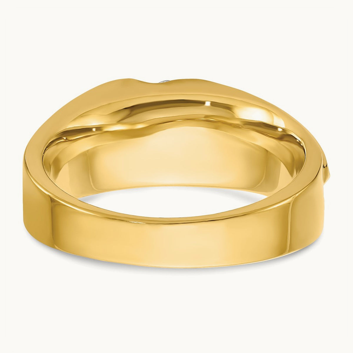 14ktt IBGoodman Men's Polished Satin & Grooved 4-Stone Diamond Ring