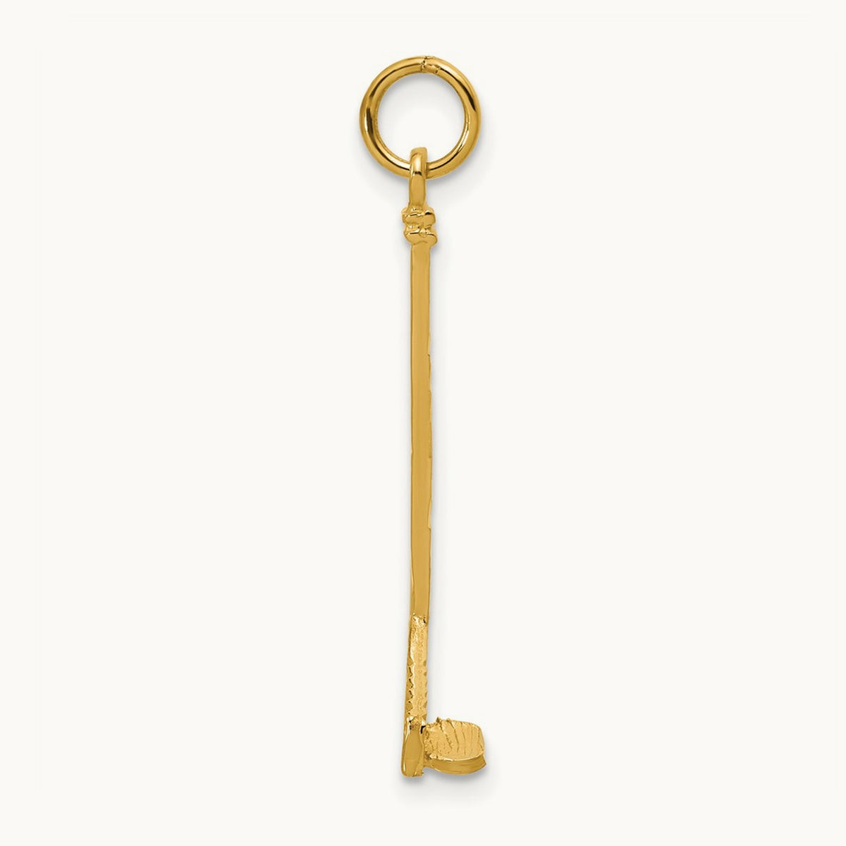 Satin Diamond-cut Hockey Stick Charm — 14K Yellow Gold