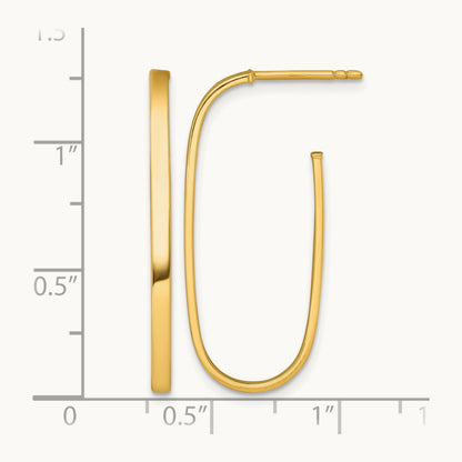 Polished Long Post Hoop Earrings — 14K Yellow Gold