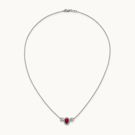 Created Ruby 3 Stone Necklace, 1.00 ct tw Lab-Grown Diamond