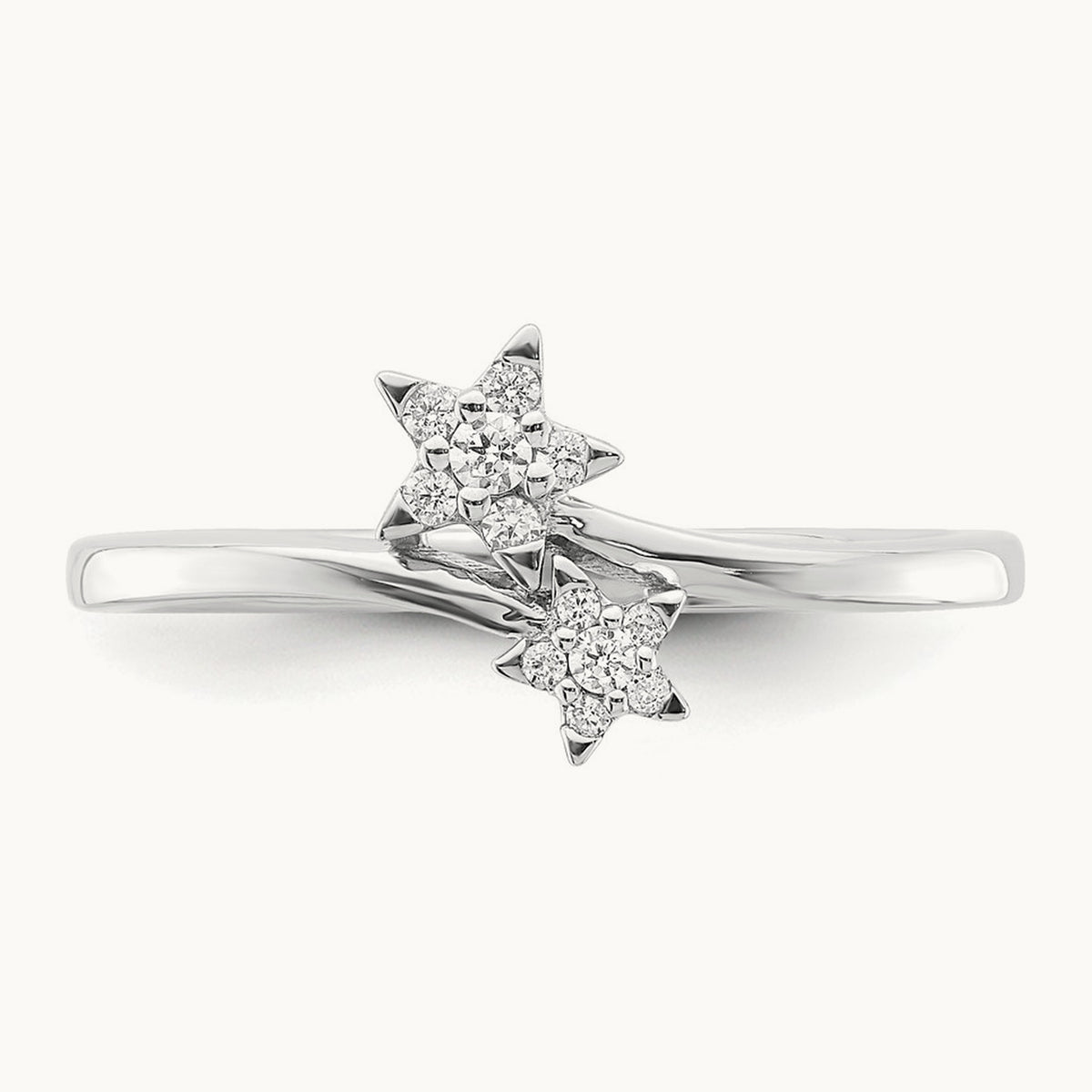 Diamond star bypass Diamond Ring, 14K White Gold