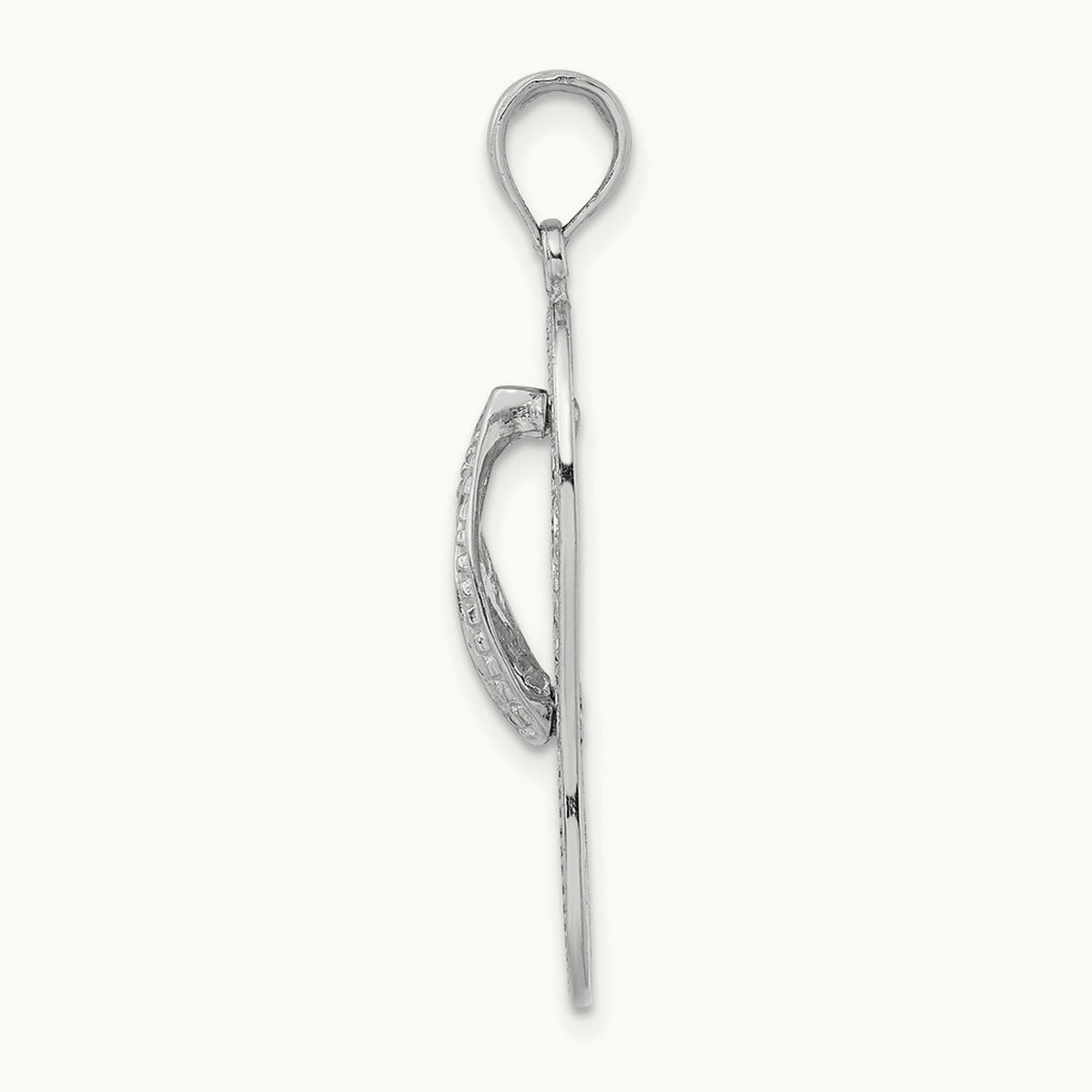 Polished Multi Flower Flip-Flop Charm — 14K White Gold