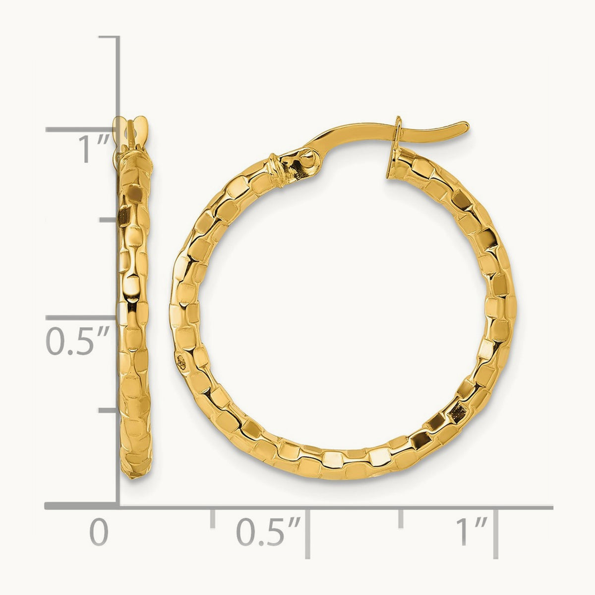 Polished Textured Hoop Earrings — 24mm