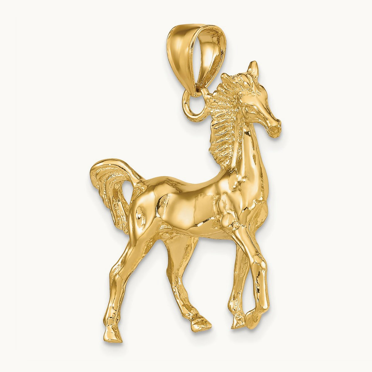 3-D Polished Horse Charm, 14K