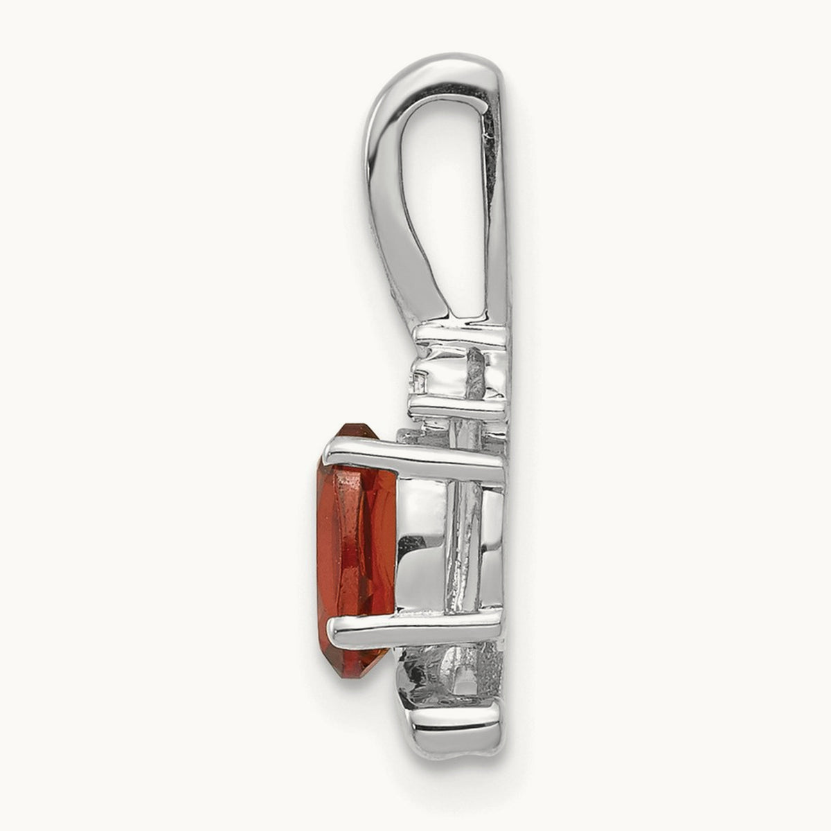 Garnet and Diamond Pendant — 14K White Gold