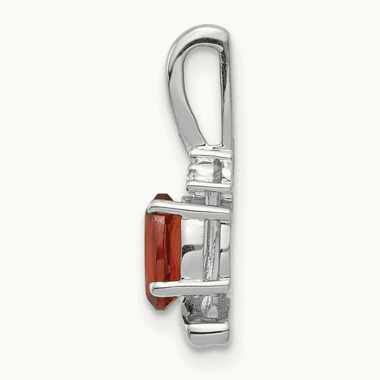 Garnet and Diamond Pendant — 14K White Gold