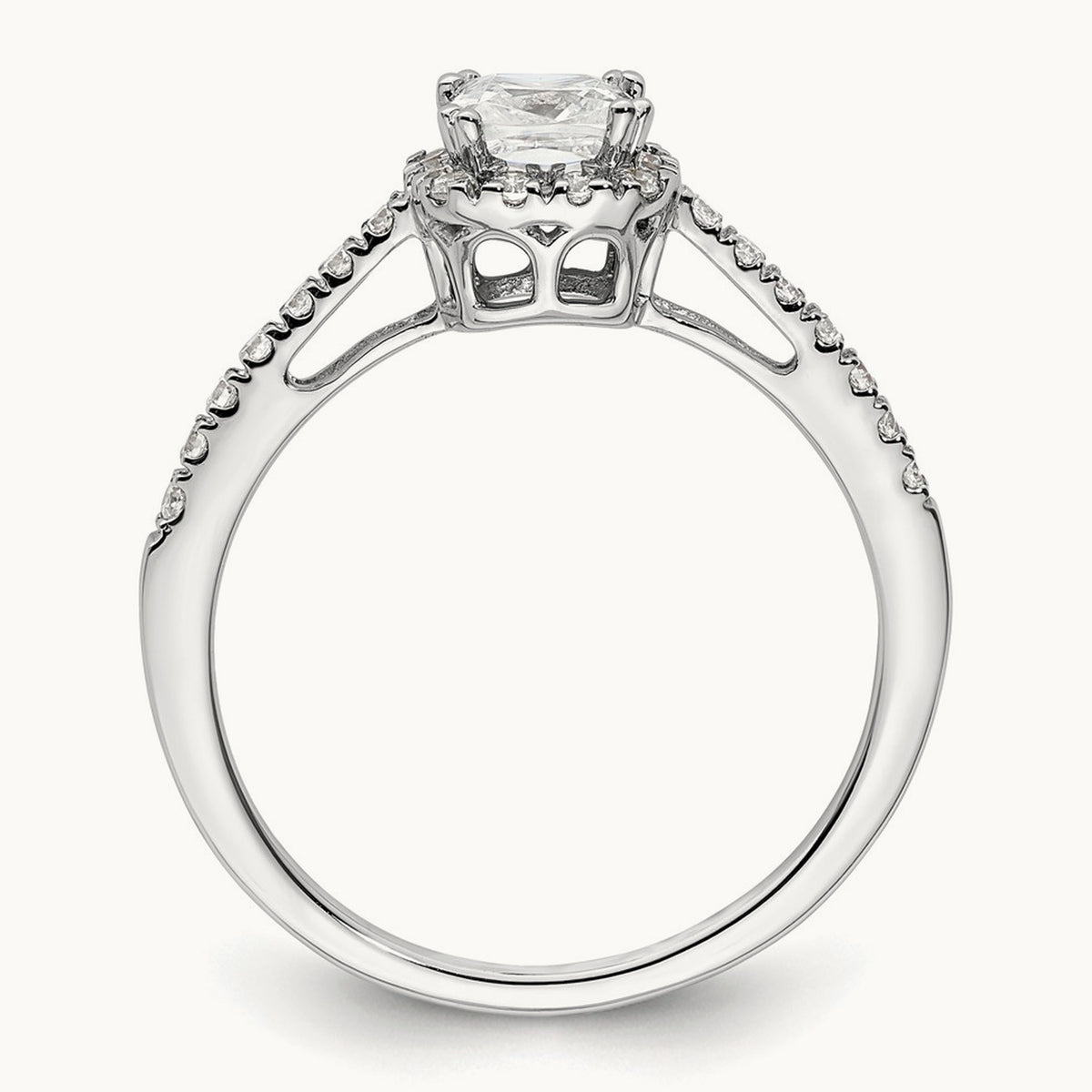 Cushion Semi-Mount Halo Engagement Ring — 1/4 ct (holds 3/4 ct center), VS/SI (Great), 7