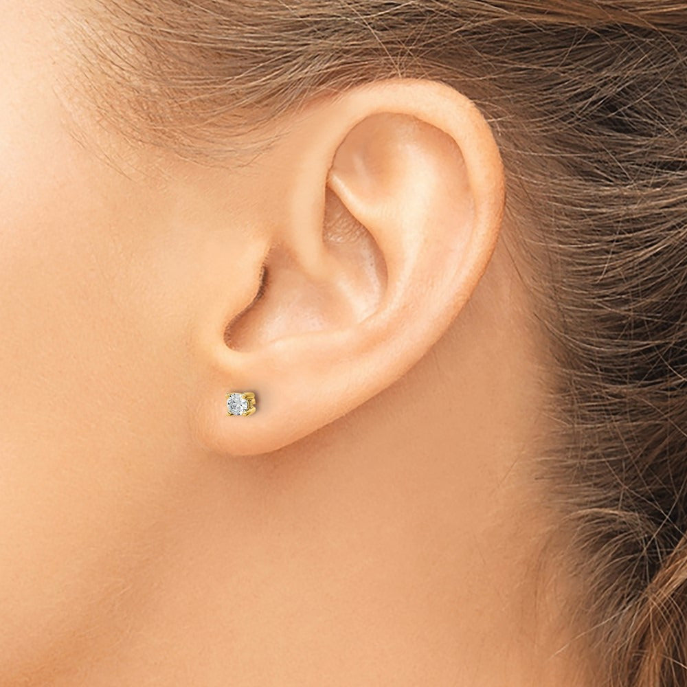 Round Heavyweight Stud Earrings, 0.10-7.00 ct tw Lab-Grown Diamond — 1/5 ct, 14K Yellow Gold