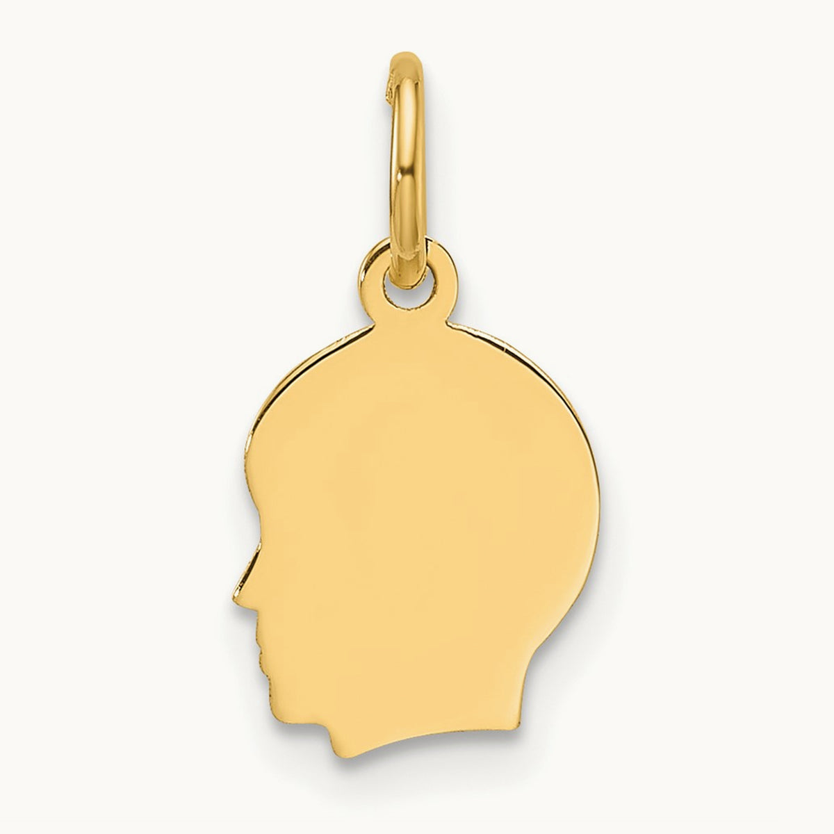 Plain Small .018 Gauge Facing Left Engravable Boy Head Charm — 16.3mm