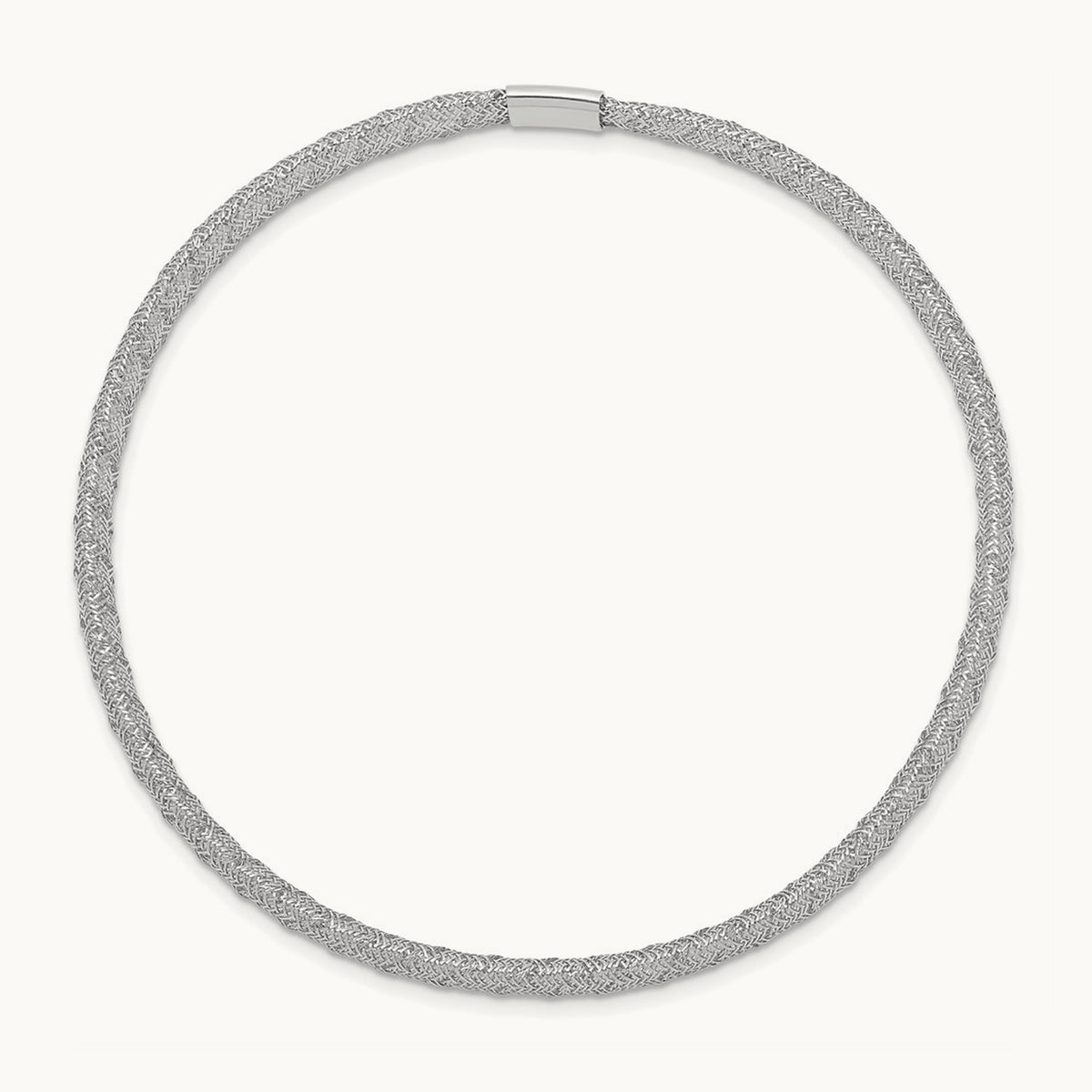 Plating Stretch Mesh Bracelet, 14K with White Rhodium
