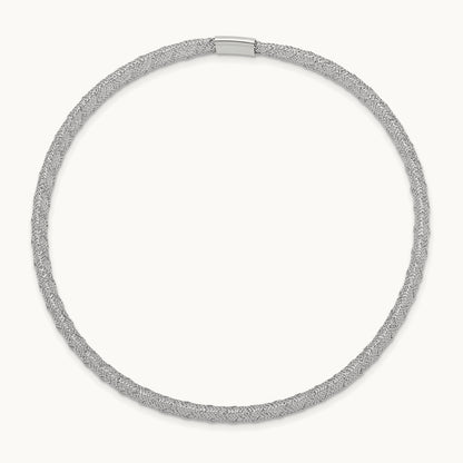 Plating Stretch Mesh Bracelet, 14K with White Rhodium
