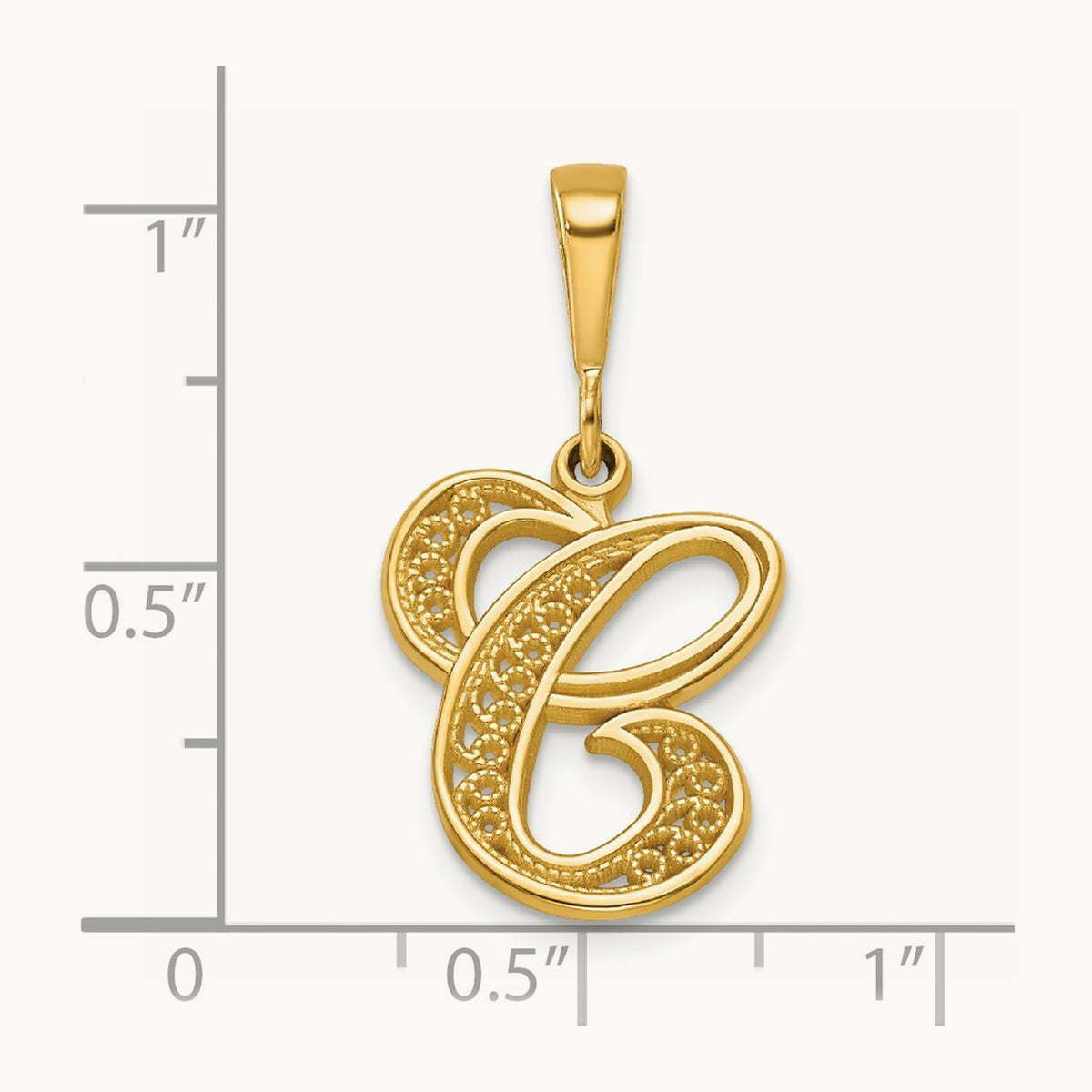 Polished Script Filigree Initial Pendant — C