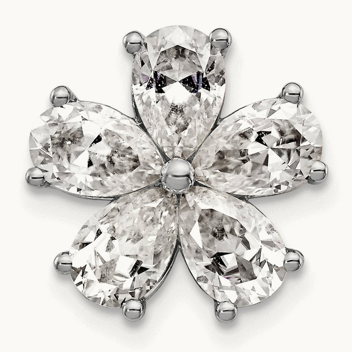 Flower Chain Slide Pendant, 1-2 ct Lab-Grown Diamond — 14K White Gold
