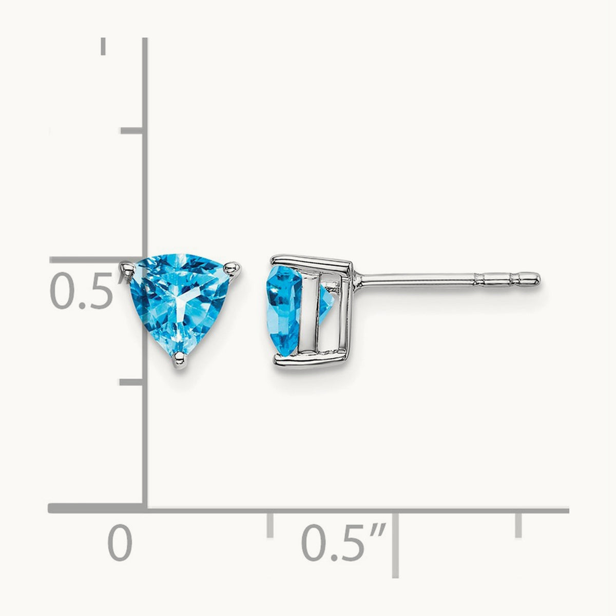 Trillion Blue Topaz Earrings, 14K White Gold