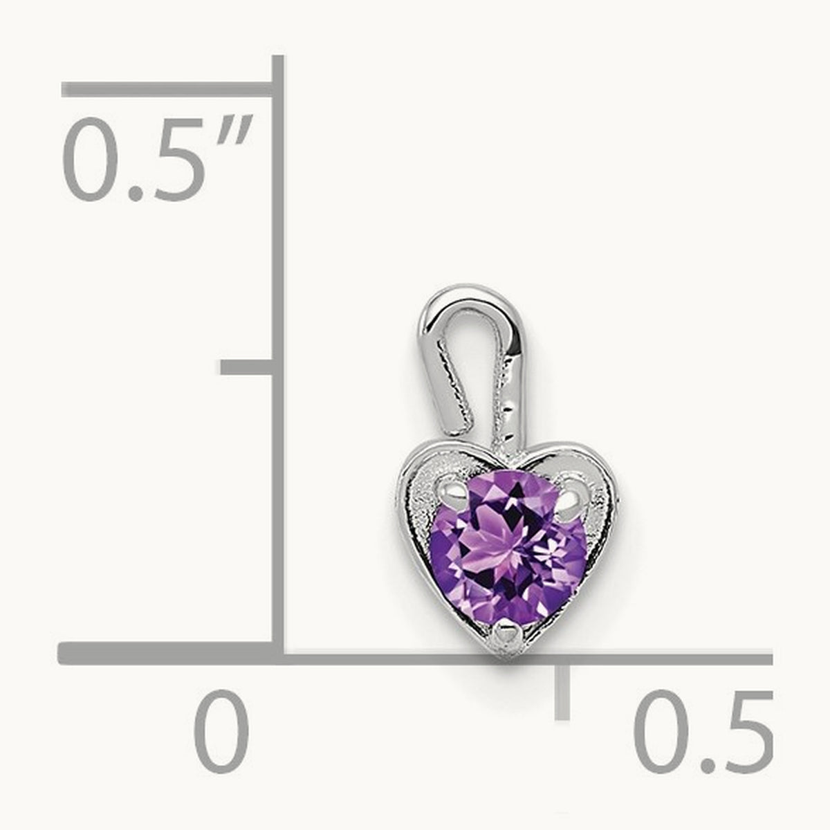 February Synthetic Birthstone Heart Charm — 14K White Gold