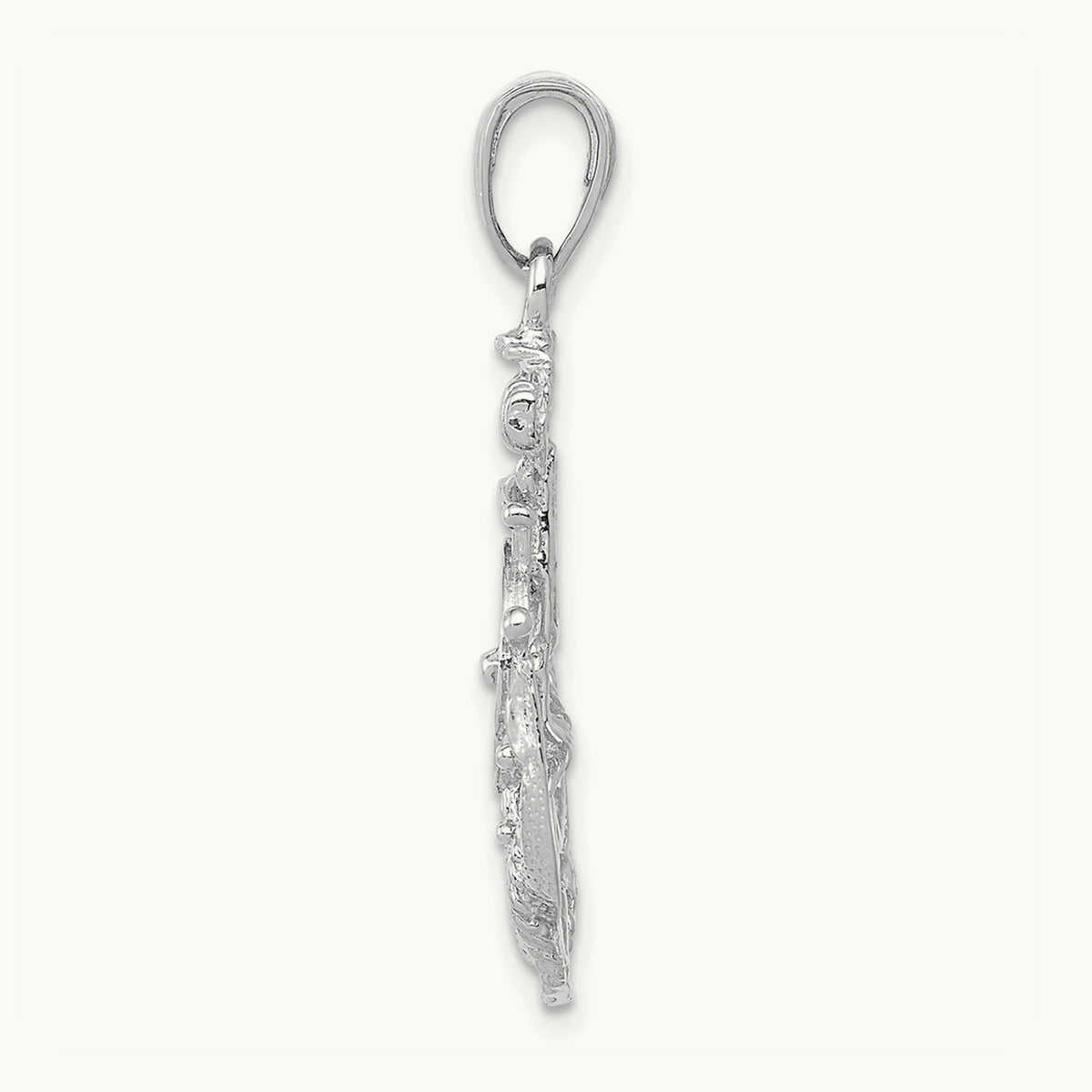 Medium Anchor with Wheel Pendant — 14K White Gold