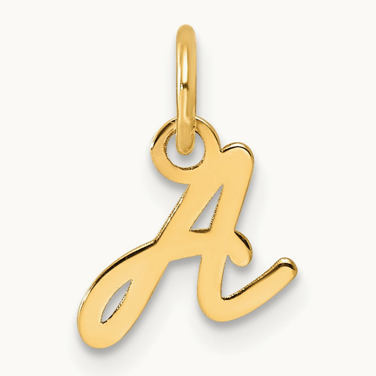 Uppercase Initial Charm — 14K Yellow Gold, A