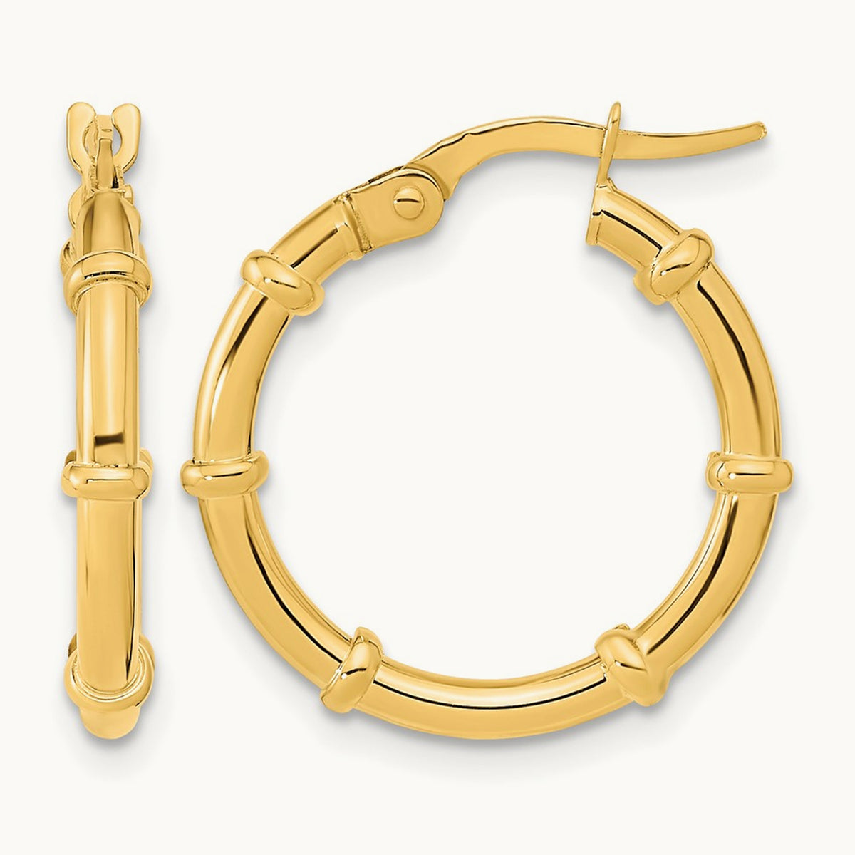 Polished Fancy Hoop Earrings — 14K Yellow Gold, 20mm