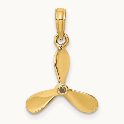 3-D w/ 3 Blades Propeller Charm, 14K