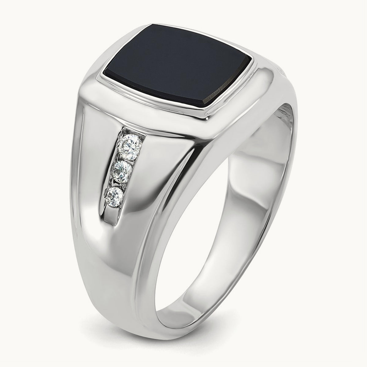 Men's Onyx and Diamond Complete Ring — IBGoodman — photo set