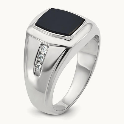 Men's Onyx and Diamond Complete Ring — IBGoodman — photo set