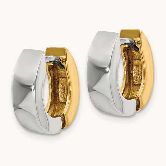Polished Hinged Hoop Earrings, 14K Two-tone