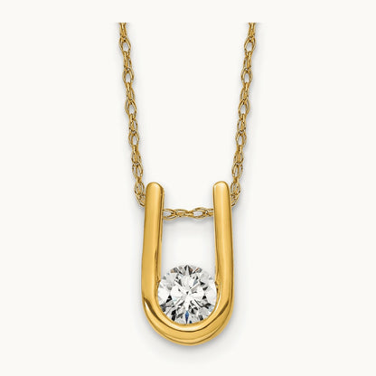 U-Shape Pendant Necklace, 0.25 ct tw Lab-Grown Diamond — 14K Yellow Gold