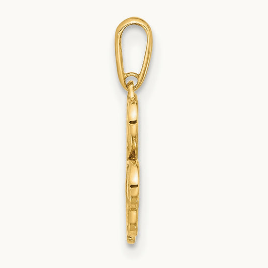 Polished Three Leaf Clover Pendant, 14K