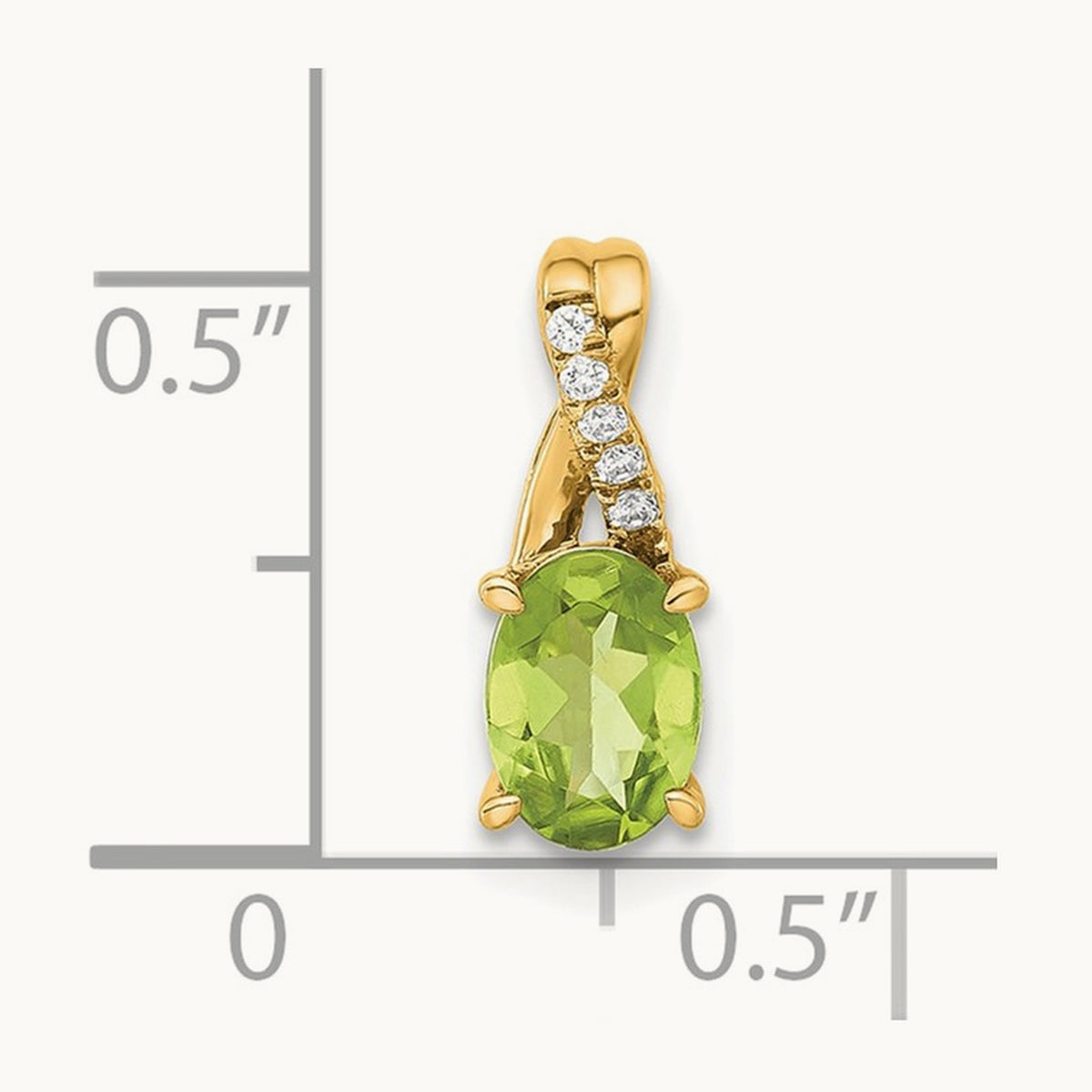 Oval Peridot and Diamond Pendant — 14K Yellow Gold