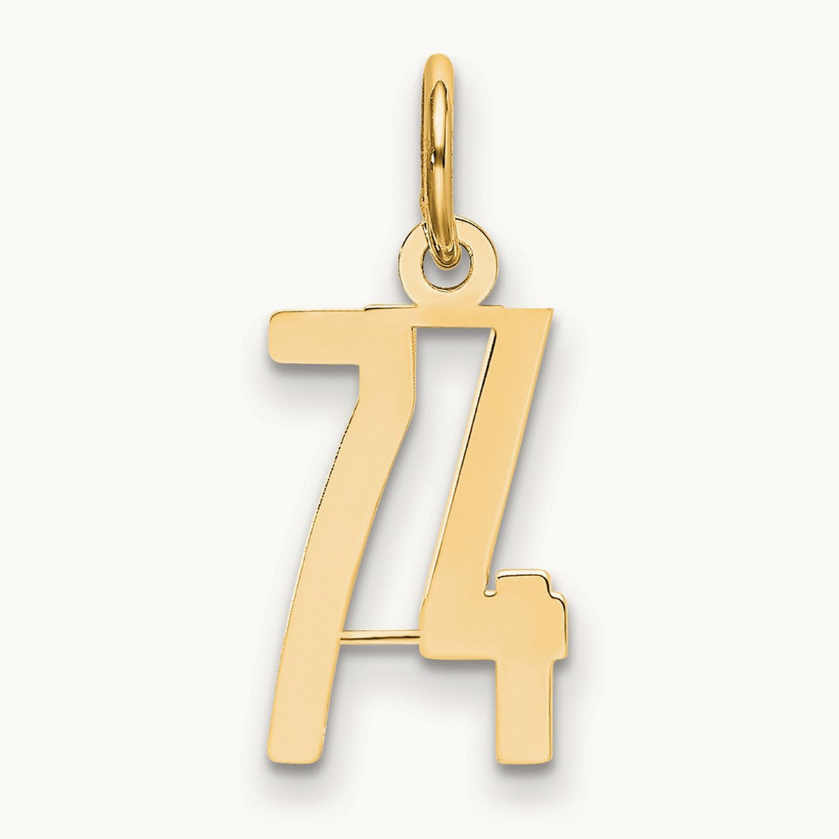 Small Elongated Number 74 Charm, 14K