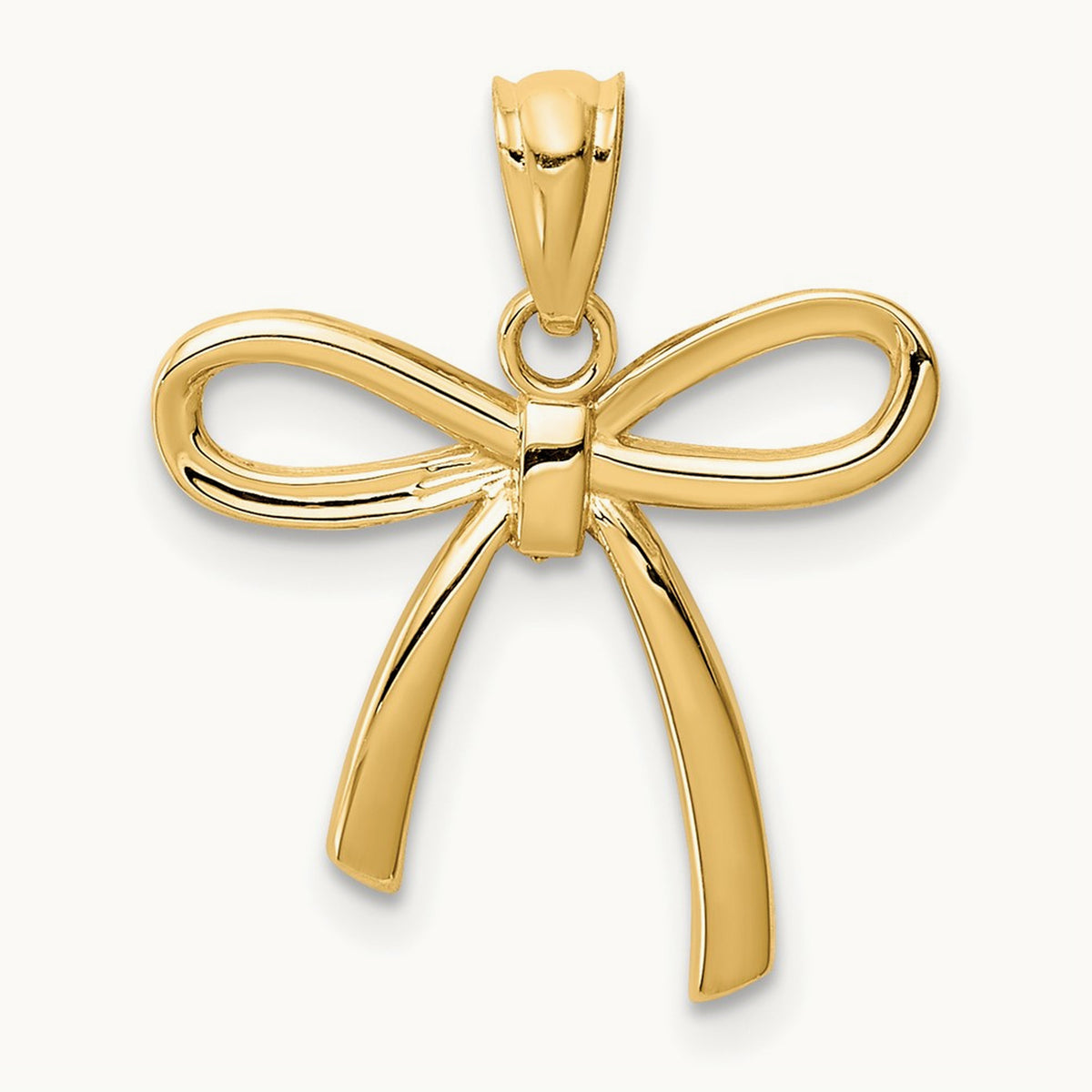 Polished Small Ribbon Bow Pendant, 14K Gold