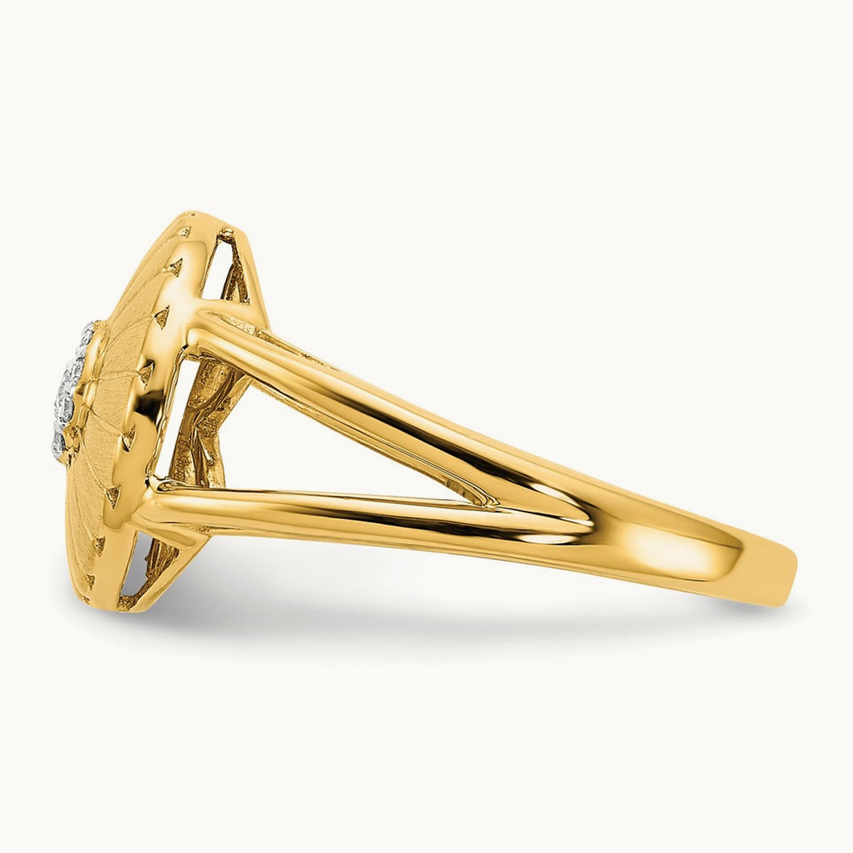 Satin Diamond Flower Ring, 14K