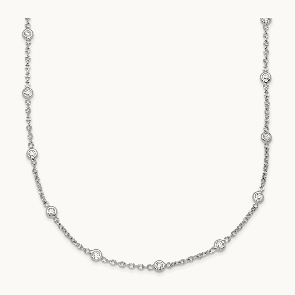 Platinum Polished Bezel Set Station Necklace, 0.50 ct tw Lab-Grown Diamond
