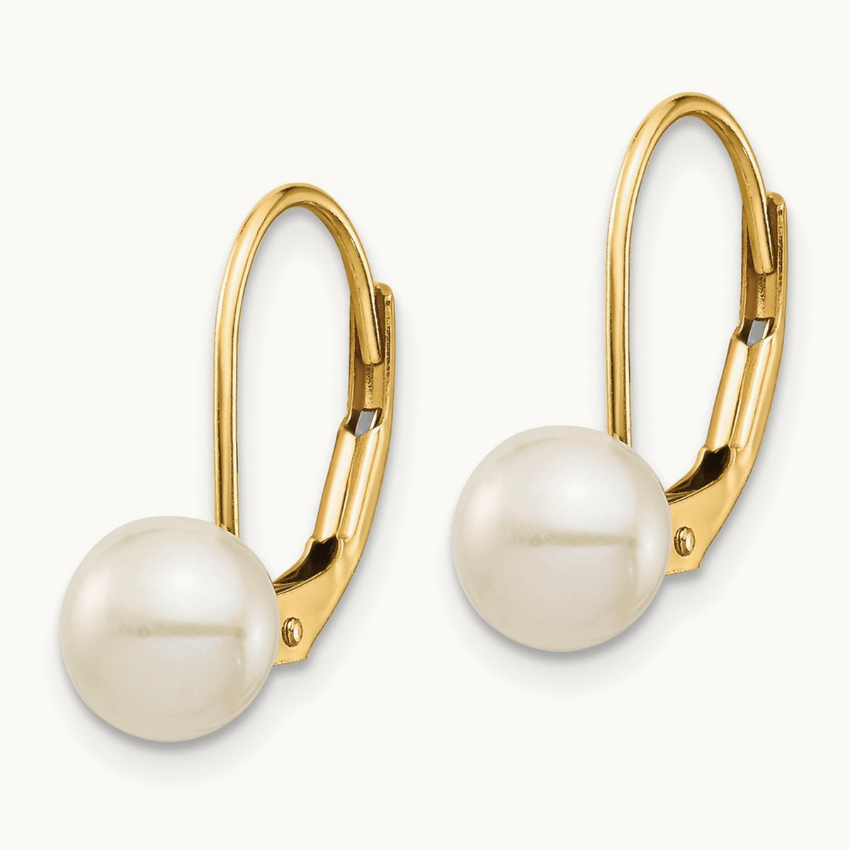 Button Freshwater Cultured Pearl Leverback Earrings — 14K Yellow Gold