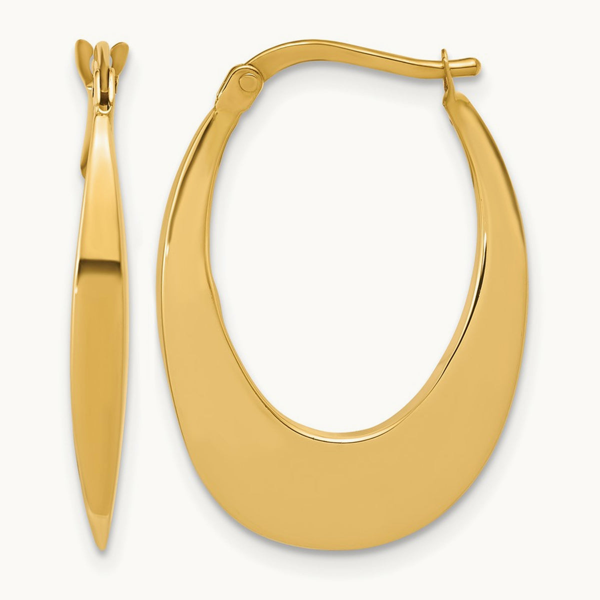 Polished Fancy Oval Hoop Earrings — Leslie's — 14K Yellow Gold