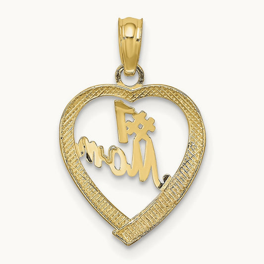 #1 MOM in Heart Charm — 14K Yellow Gold