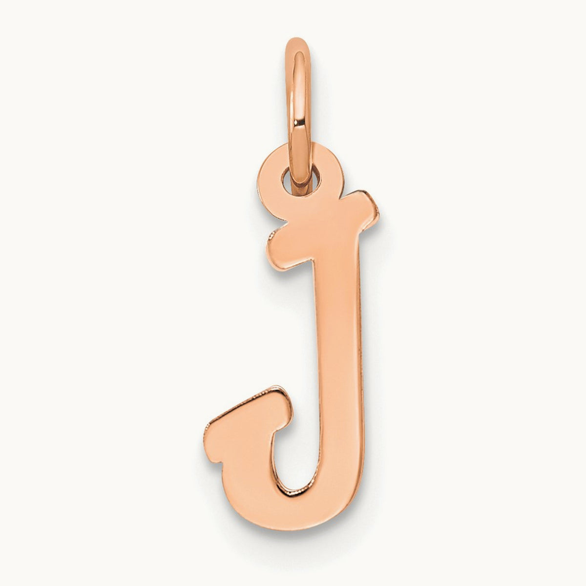 Small Script Letter J Initial Charm, 14K Rose Gold