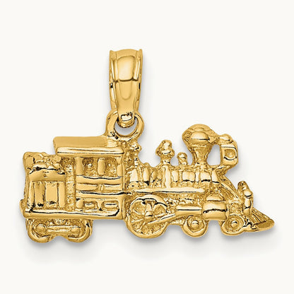 3-D Miniature Train Charm — 14K Yellow Gold, 7mm