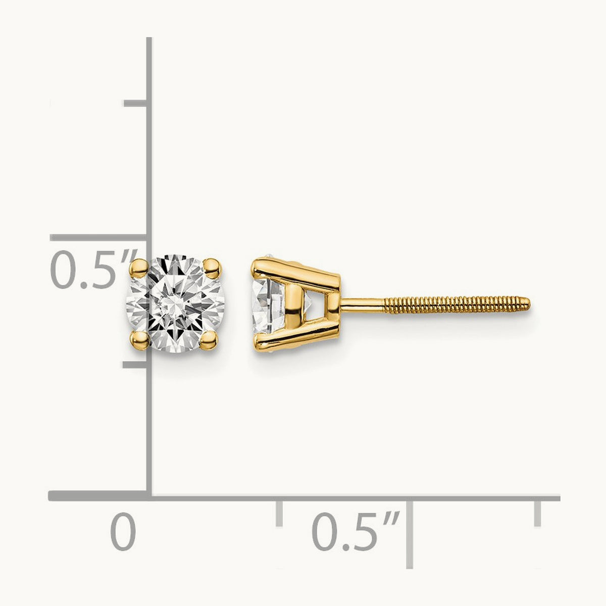 Round Diamond Stud Earrings — 14K Yellow Gold, 0.82 ct tw