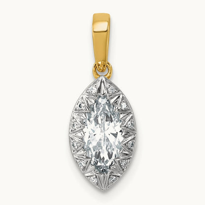 With Rhodium Marquise Center Pendant, 1.00 ct tw Lab-Grown Diamond