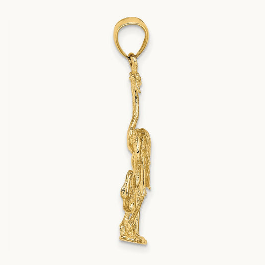 Solid Polished 3-Dimensional Double Flamingo Charm, 14K