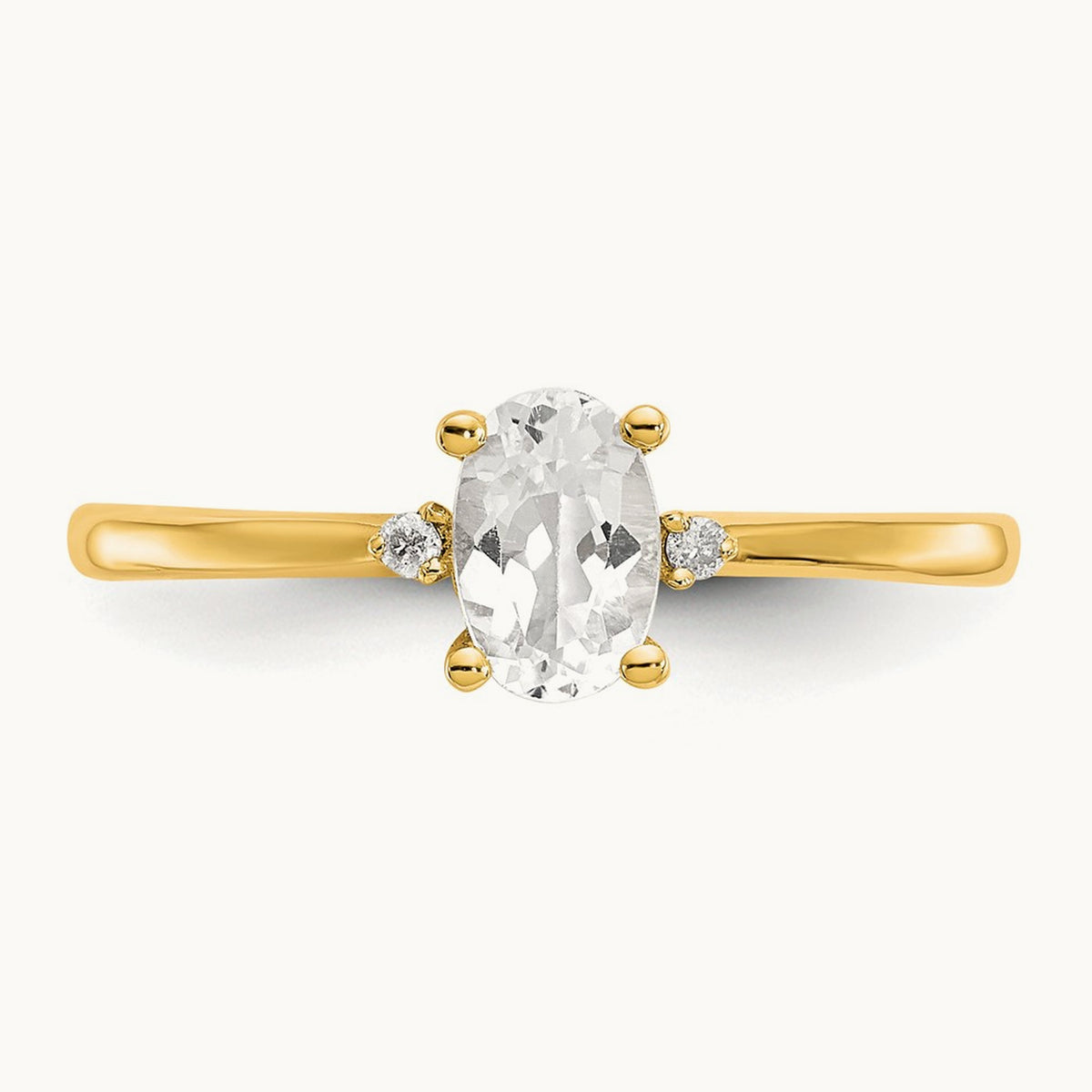 Diamond & Topaz Birthstone Ring — 14K Yellow Gold, 6