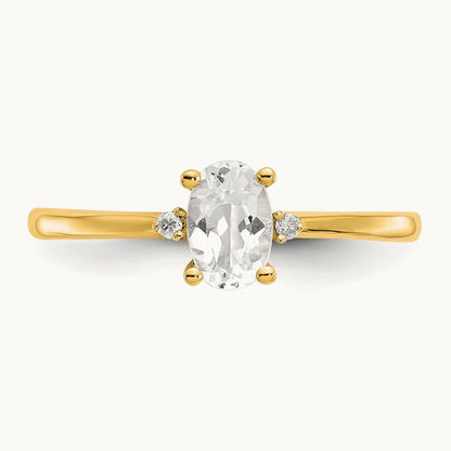 Diamond & Topaz Birthstone Ring — 14K Yellow Gold, 6