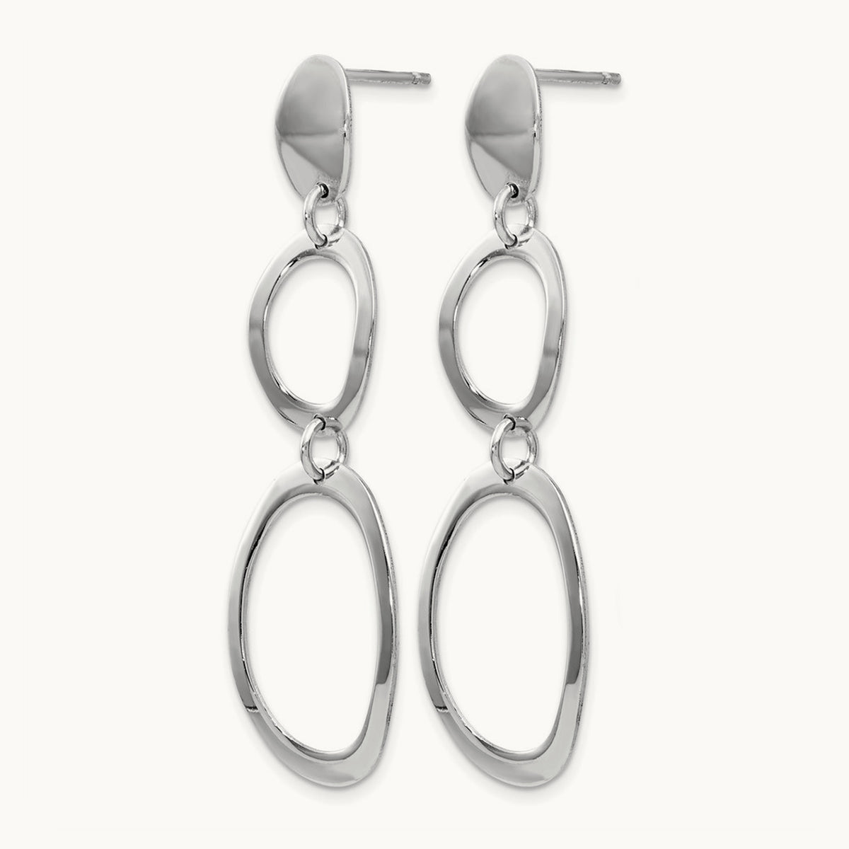 Rhodium-plated Polished Post Dangle Earrings, Sterling Silver — Leslie's