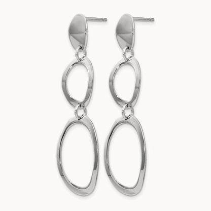 Rhodium-plated Polished Post Dangle Earrings, Sterling Silver — Leslie's