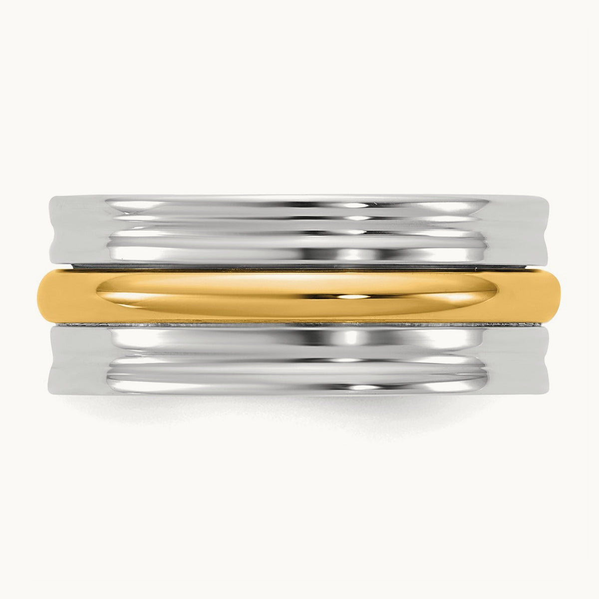 W/Y Single Banded Wedding Band, 8mm, 14K Two-tone