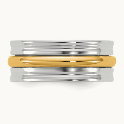 W/Y Single Banded Wedding Band, 8mm, 14K Two-tone