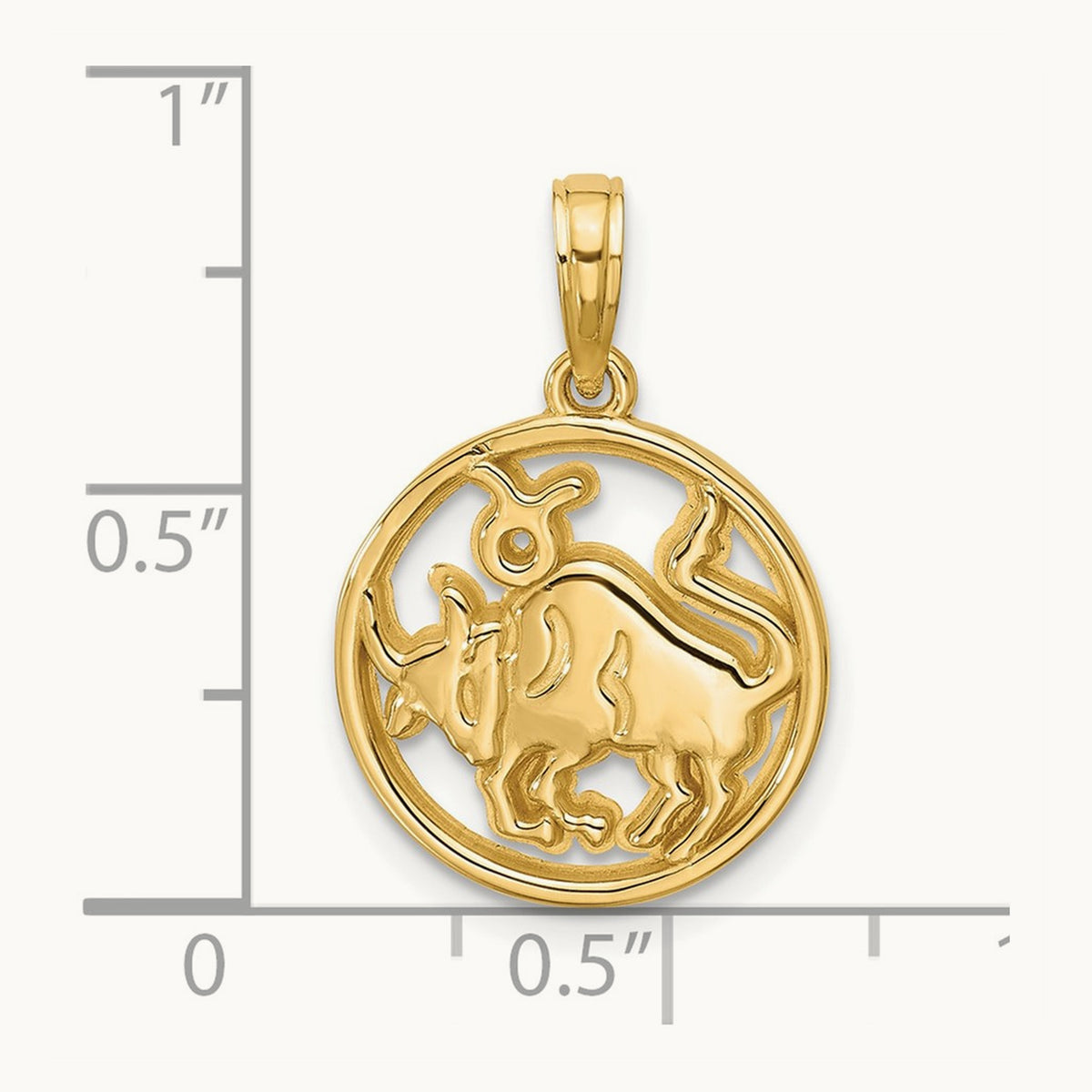 Polished Round Taurus Pendant, 14K