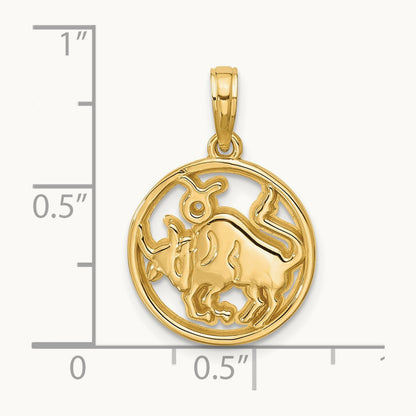Polished Round Taurus Pendant, 14K